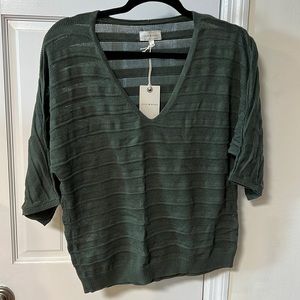Lucky - green knit striped light 3/4 sleeve sweater - Size S
